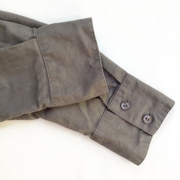 Columbia Casual Button Up Shirt Women's Large Gray Linen Roll Tab Sleeve Pockets - Picture 7 of 9